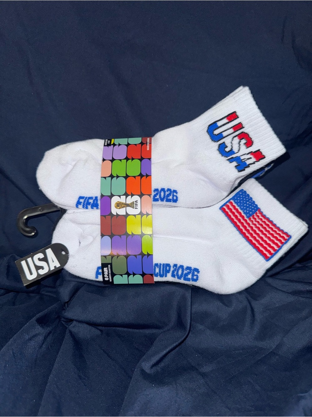 White USA Flag Ankle Socks - Crew Sock 6 Pair🇺🇸